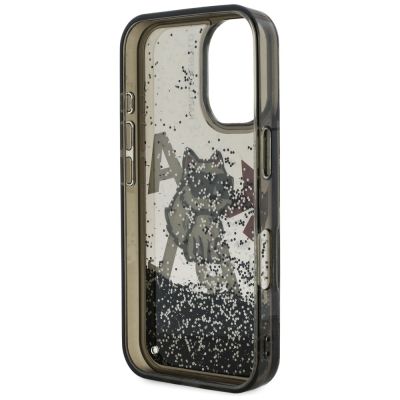 7. Karl Lagerfeld iPhone 16 Hülle mit flüssigem Glitzer und Choupette-Logo – Schwarz
