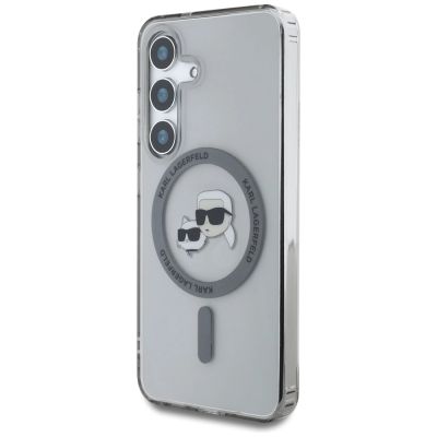 2. Karl Lagerfeld Button Karl & Choupette Heads Printed Logo MagSafe Samsung Galaxy S25 Plus Hülle schwarz