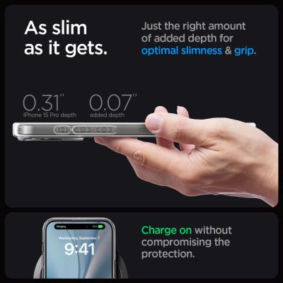 14. Spigen Ultra Hybrid Mag-Hülle mit MagSafe für iPhone 15 Pro – Grau