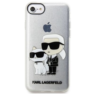 5. Karl Lagerfeld KLHCI8HNKCTGT iPhone 7/8/ SE 2020 / SE 2022 transparente Hartschale Gliter Karl&Choupette