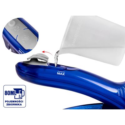 6. ELDOM DA50 900W Reisebügeleisen, blau, zum Trockenbügeln, mit Dampf 15 g/min, Dampf Boost 70 g/min