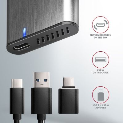 6. AXAGON EEM2-SG2 RAW BOX Externes Gehäuse für M.2-SSD, USB-C 3.2 Gen 2 – silber