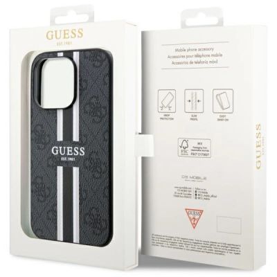 8. Guess GUHMP14LP4RPSK iPhone 14 Pro 6,1" schwarz/schwarzes Hardcase 4G bedruckte Streifen MagSafe