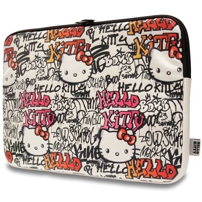2. Hello Kitty PU-Metall-Logo-Hülle für einen 14-Zoll-Laptop – Beige