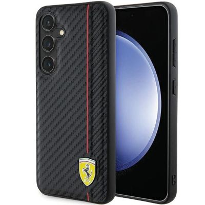 Ferrari Carbon Printed Line Hülle für Samsung Galaxy S24 – Schwarz