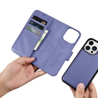 15. iCarer Wallet Case 2in1 Cover iPhone 14 Pro Anti-RFID Leder Flip Case Hellviolett (WMI14220726-LP)