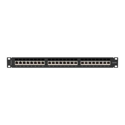12. LANBERG Patchpanel, 24 Ports, 1 HE, 19" CAT.6A FTP, Schwarz, PPSA-1024-B