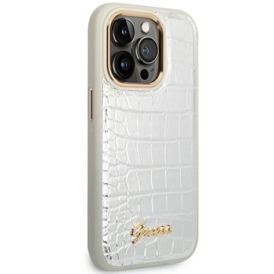 4. Guess Croco Collection iPhone 14 Pro 6.1" Hülle - Silber