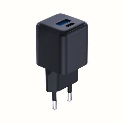 12. 3mk Hyper GaN Ladegerät 20W QC4+ PD PPS USB-C USB-A Wandladegerät - Schwarz
