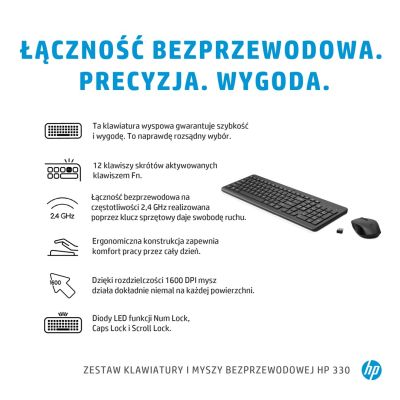 7. HP 330 Kabellose Maus- und Tastatur-Kombination Schwarz 2V9E6AA