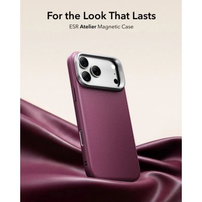 2. Hülle ESR Atelier Kickstand MagSafe für iPhone 18 Pro / 17 Pro - burgunderrot