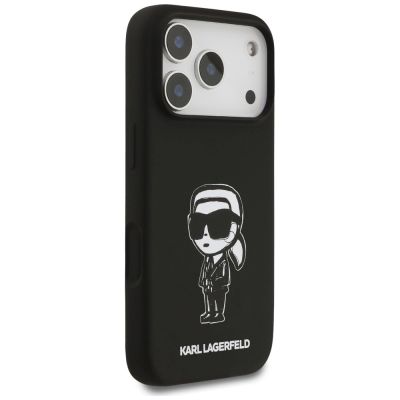 4. Karl Lagerfeld Silikonhülle mit Karl-Skizze und Logo (MagSafe) für iPhone 17 Pro – Schwarz