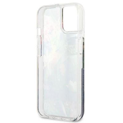 7. Guess GUHCP13SLFLSB iPhone 13 mini 5.4" blau/blaue Hardcase Flower Liquid Glitter