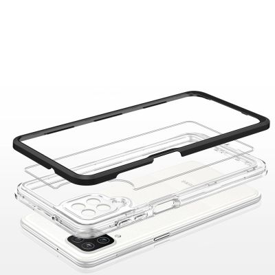 5. Klare 3in1 Hülle für Samsung Galaxy A22 4G Frame Gel Cover Schwarz
