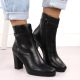 14. Damen-Stiefeletten mit Blockabsatz, gefüttert, schwarz, M.Daszyński AF125-22