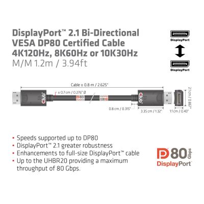 3. CLUB3D CAC-1091 DisplayPort-Kabel 1,2 m Schwarz
