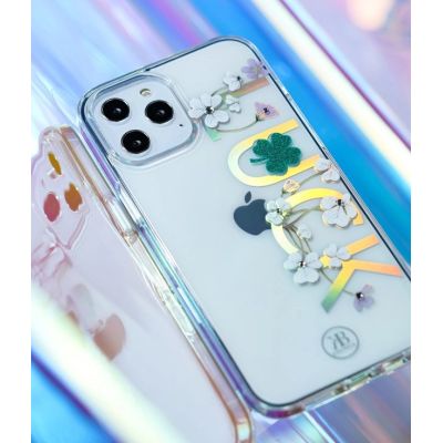 9. Kingxbar Lucky Series Hülle verziert mit originalen Swarovski-Kristallen iPhone 12 mini transparent (Glück)
