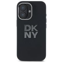 DKNY Liquid Silicone Metal Logo Hülle für iPhone 16 – Schwarz