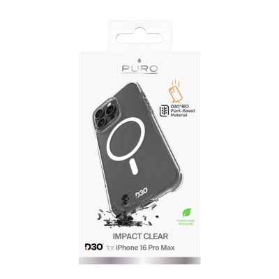 7. Puro Impact Clear D3O MagSafe Silikonhülle für iPhone 16 Pro Max – transparent