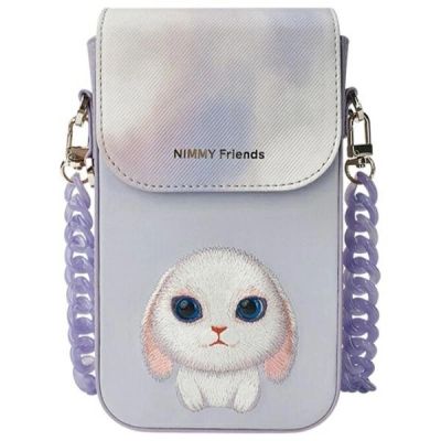 2. Nimmy Big Eyed Pet 2.0 Rabbit 3-in-1 Handytasche + Geldbörse + Tracker-Hülle, Lila