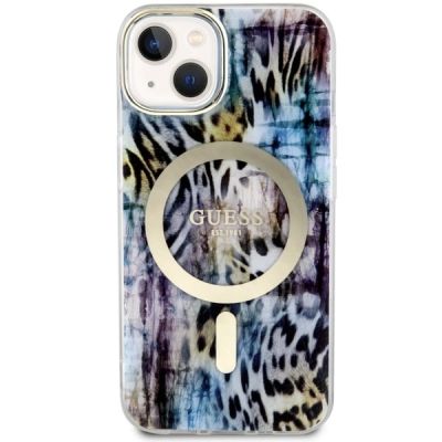 3. Guess Leopard MagSafe-Hülle für iPhone 14 – blau