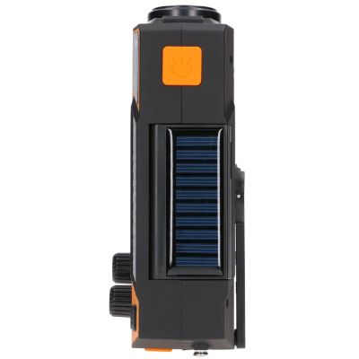 53. Extralink Solar-Notfallradio mit Kurbeldynamo-Powerbank (4000 mAh) und SOS-Taschenlampe SR-4000, tragbar, analog, Schwarz/Orange