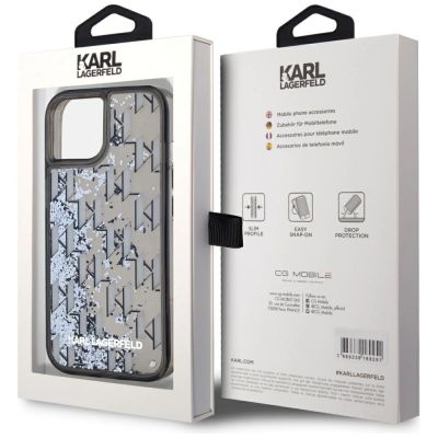 8. Karl Lagerfeld Liquide Glitter Monogram Gradient iPhone 15 Hülle - Schwarz