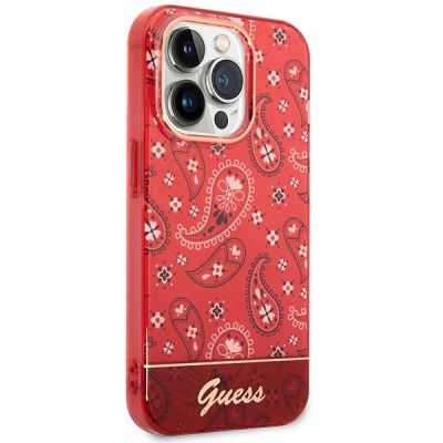 4. Guess GUHCP14LHGBNHR iPhone 14 Pro 6,1" rot/rote Hardcase Bandana Paisley
