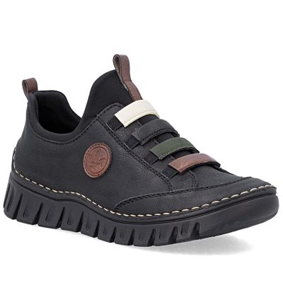 Rieker 57550-00 bequeme Damen-Slipper in Schwarz