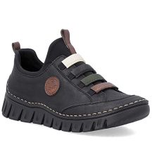 Rieker 57550-00 bequeme Damen-Slipper in Schwarz