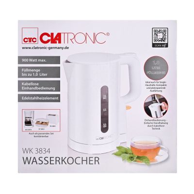 4. Elektrischer Wasserkocher 1L WK 3834 CLATRONIC weiß