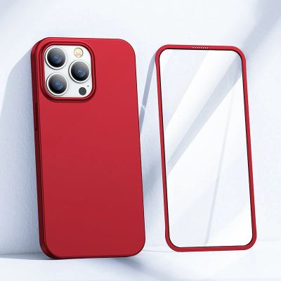 2. Joyroom 360 Full Case Cover für iPhone 13 Pro Back & Front Cover + Tempered Glass Rot (JR-BP935 Rot)