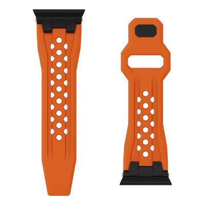 7. UAG Monarch - FKM-Armband für Apple Watch Serie 4-6 & SE 1-3, 44 mm / Serie 7-9, 45 mm / Serie 10-11, 46 mm / Ultra 1-3, 49 mm (orange / schwarzes Titan)