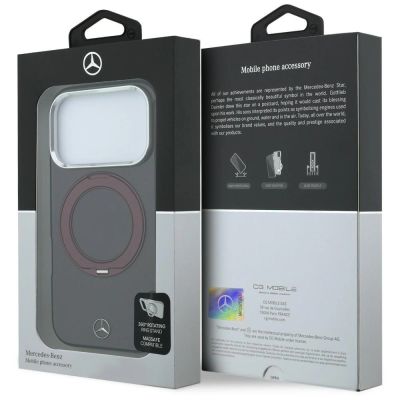 8. Mercedes Ring Stand Iconic Logo MagSafe Hülle für iPhone 18 Pro / 17 Pro - bordeauxrot