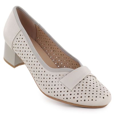 Beige Damenpumps mit Lochmuster, Jezzi 233-12