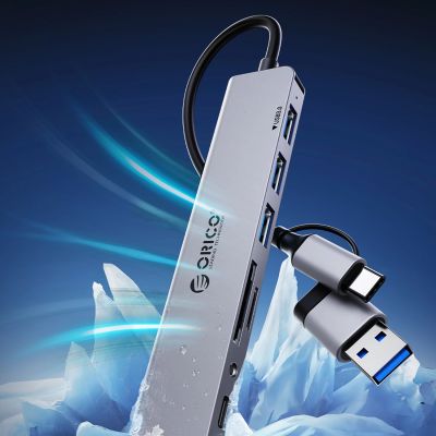 6. Orico YSB4-U2 USB-A/USB-C Hub Dockingstation 2x USB-A 2.0 + 1x USB-A 3.0 + 1x USB-C 2.0 + 1x USB-C - Grau