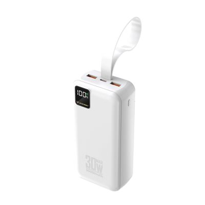 Wozinsky W8-W 30000mAh 30W Powerbank mit 2x USB-A und USB-C Anschlüssen und Taschenlampe – Weiß