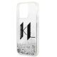 6. Karl Lagerfeld Liquid Glitter Big KL Hülle für iPhone 14 Pro - Silber