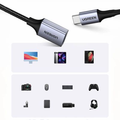 16. Ugreen OTG Adapterkabel USB-C (männlich) - USB-A (weiblich) 5Gb/s 0,15m schwarz (US378)