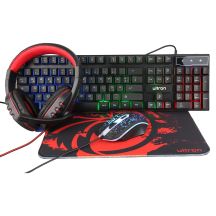 Ultron HAWK Gaming-Set inklusive Tastatur und Maus (QWERTZ-Tastatur, Deutsch, Schwarz, Rot, Weiß)