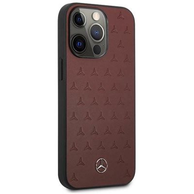 4. Mercedes MEHCP13LPSQRE iPhone 13 Pro / 13 6,1" czerwony/red hardcase Leather Stars Pattern
