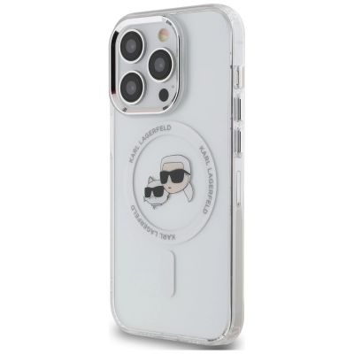 2. Karl Lagerfeld IML Metal Karl & Choupette Head MagSafe Hülle für iPhone 14 Pro – weiß
