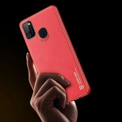 9. Dux Ducis Yolo elegantes Cover aus ökologischem Leder für Samsung Galaxy M30s rot