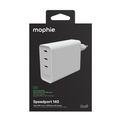 2. Mophie ROC GaN - Wandladegerät, 3x USB-C, 140W (weiß)
