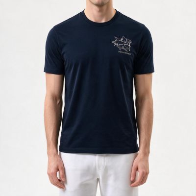 Paul&Shark Herren-T-Shirt aus Baumwolle, Marineblau, 26411035-13 – Klassischer Schnitt