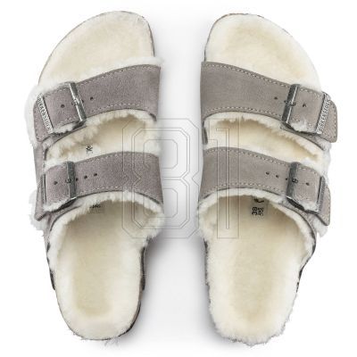 7. Birkenstock Arizona Shearling Stone Coin Wildleder mit Lammwolle Regular Wide Slides für Damen/Herren (1017402)