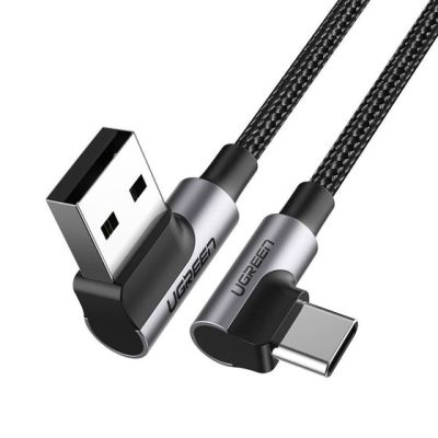 Ugreen abgewinkeltes USB-auf-USB-Typ-C-Kabel Quick Charge 3.0 QC3.0 3 A 1 m US176 (grau)