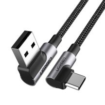 Ugreen abgewinkeltes USB-auf-USB-Typ-C-Kabel Quick Charge 3.0 QC3.0 3 A 1 m US176 (grau)
