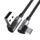 Ugreen abgewinkeltes USB-auf-USB-Typ-C-Kabel Quick Charge 3.0 QC3.0 3 A 1 m US176 (grau)