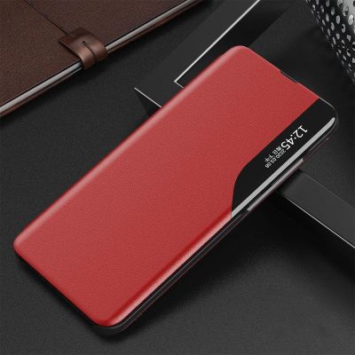 14. Eco Leather View Case eine elegante Hülle mit Klappe und Standfunktion für Samsung Galaxy A73 rot